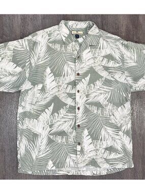 Tommy Bahama Men’s L Casual Button Down Palm Tree All Over Print 100% Silk
